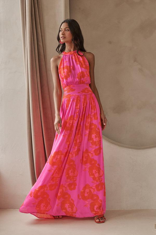 sugarlips Lailah Floral Landy Halter Maxi Dress