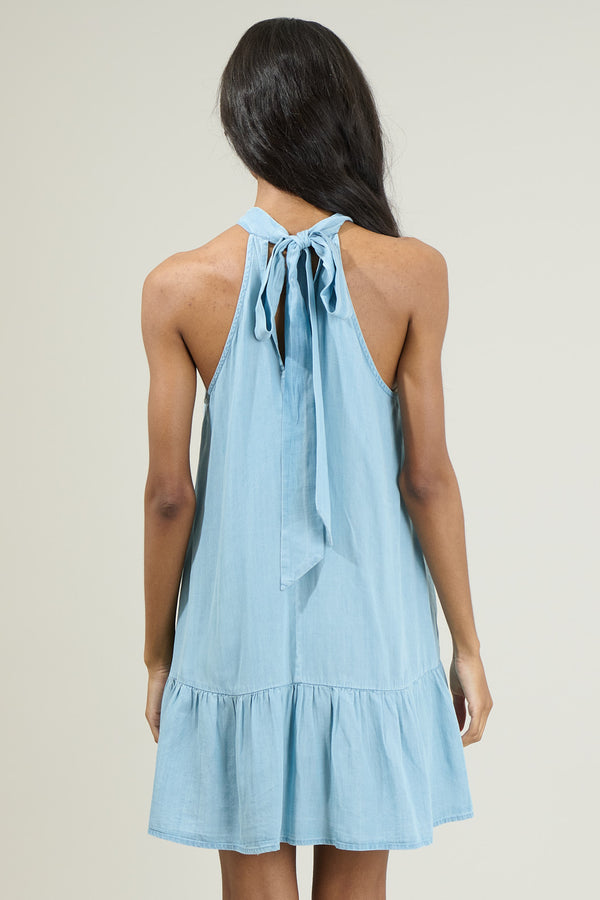 Sugarlips Laly Chambray Mini Ruffle Dress