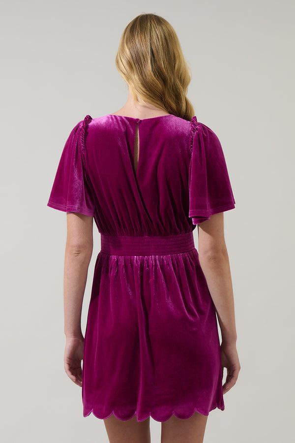 Sugarlips Lanie Velvet Scallop Mini Dress