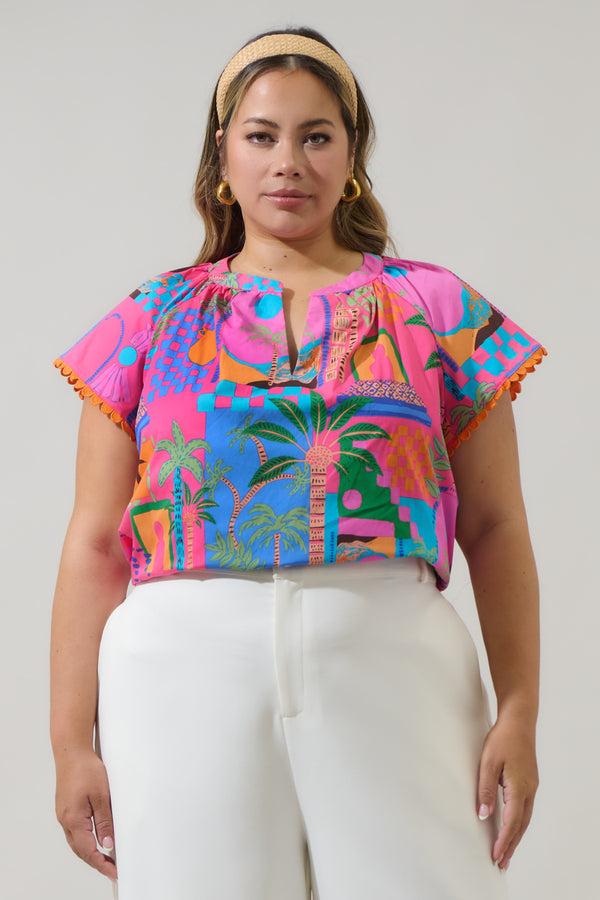 sugarlips Lanus City Ayla Split Neck Top Curve