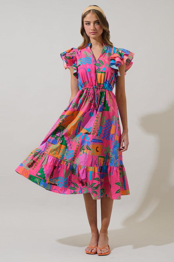 Sugarlips Lanus City Dillan Midi Ruffle Dress