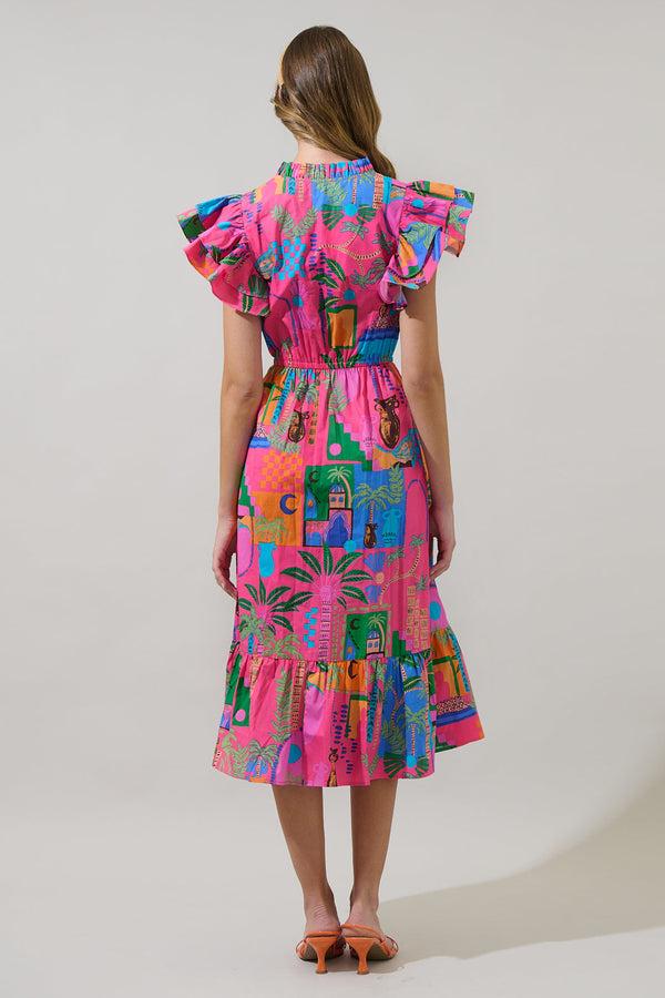 Sugarlips Lanus City Dillan Midi Ruffle Dress