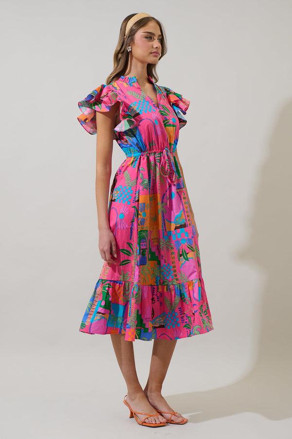 Sugarlips Lanus City Dillan Midi Ruffle Dress