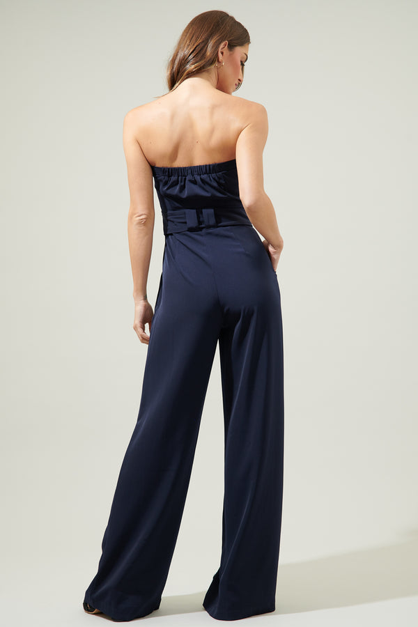 Sugarlips Lappel Tube Top Wide Leg Jumpsuit