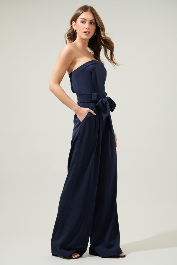 Sugarlips Lappel Tube Top Wide Leg Jumpsuit