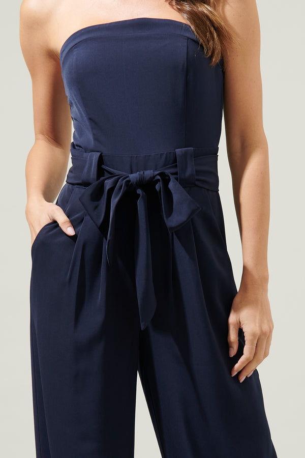 Sugarlips Lappel Tube Top Wide Leg Jumpsuit