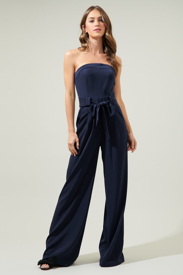 sugarlips Lappel Tube Top Wide Leg Jumpsuit
