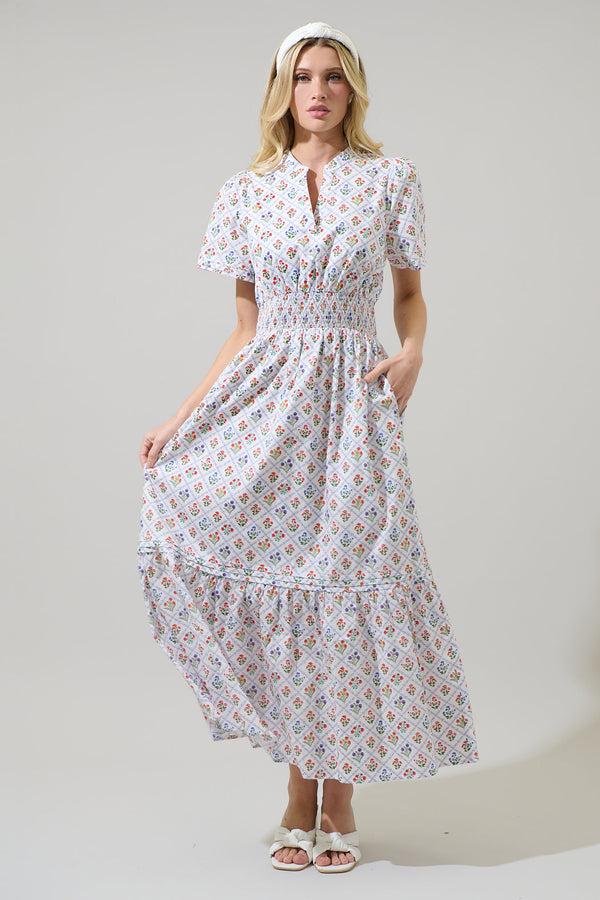 Sugarlips Lara Floral Belraj Poplin Maxi Dress