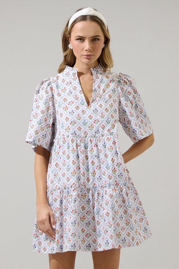 Sugarlips Lara Floral Dixie Split Neck Shift Dress