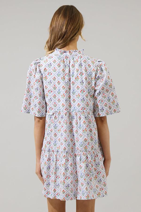 Sugarlips Lara Floral Dixie Split Neck Shift Dress