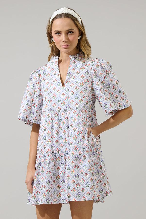 Sugarlips Lara Floral Dixie Split Neck Shift Dress