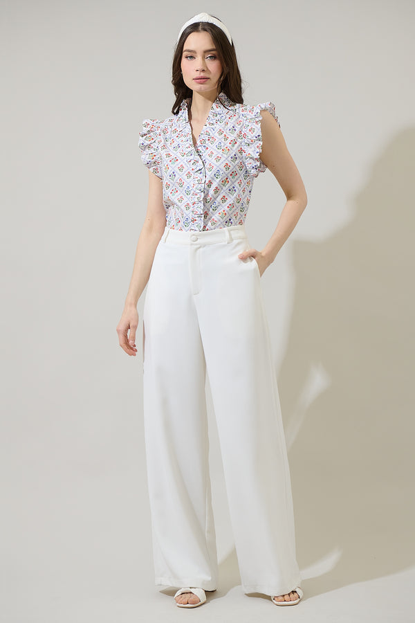 Sugarlips Lara Floral Eviel Ruffle Blouse