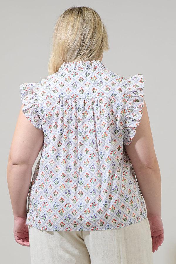Sugarlips Lara Floral Eviel Ruffle Blouse Curve