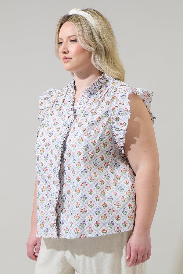 Sugarlips Lara Floral Eviel Ruffle Blouse Curve