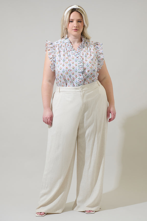 Sugarlips Lara Floral Eviel Ruffle Blouse Curve