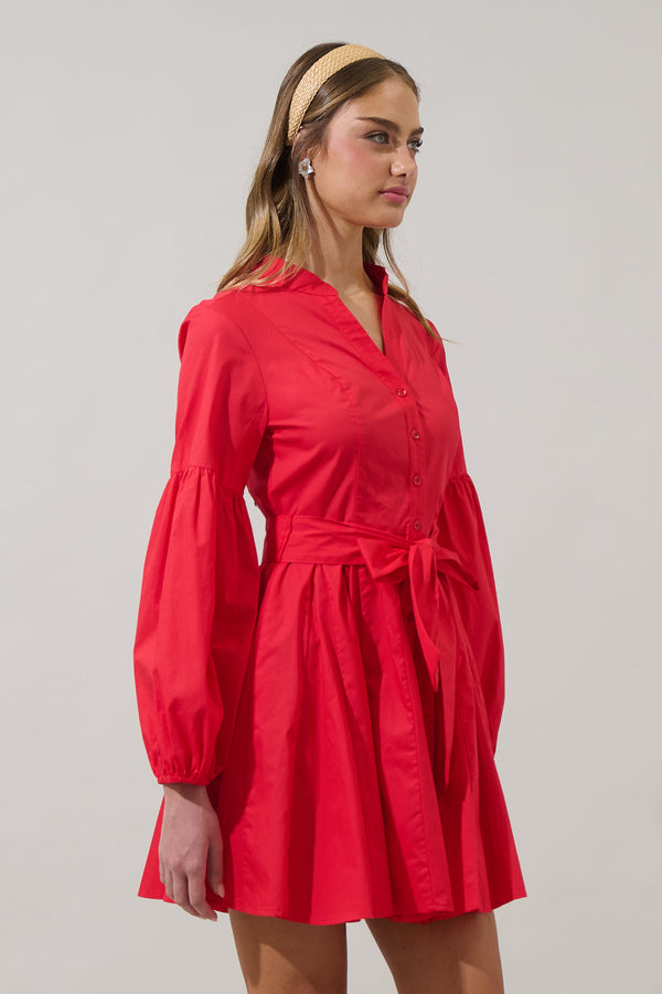 Sugarlips Laria Poplin Button Down Mini Dress