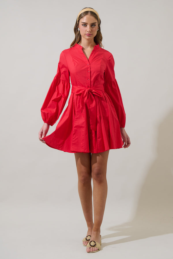 Sugarlips Laria Poplin Button Down Mini Dress