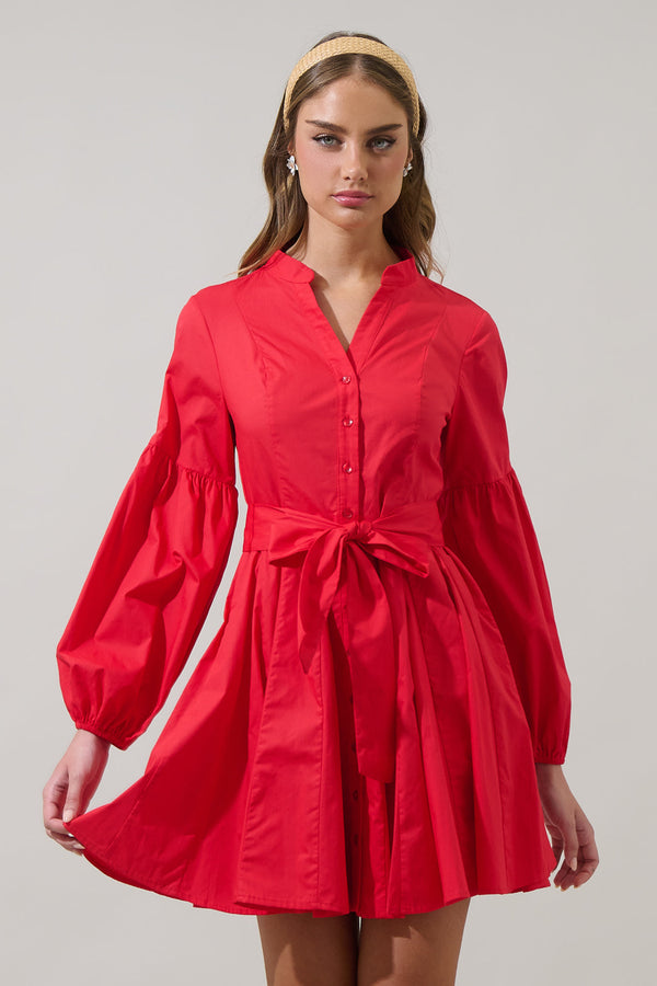 sugarlips Laria Poplin Button Down Mini Dress