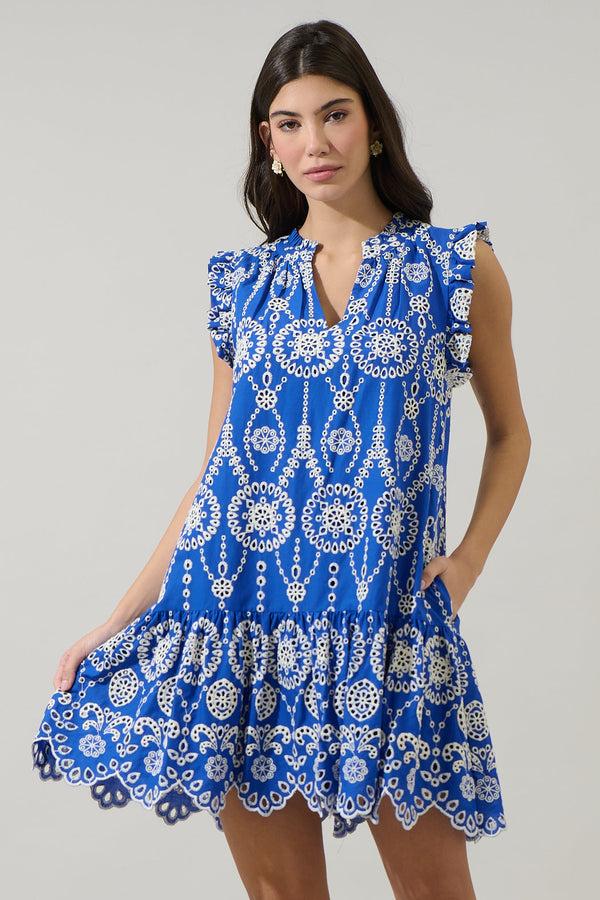 sugarlips Laurin Eyelet Ruffle Mini Dress