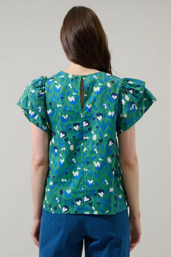 Sugarlips Laury Floral Star Ruffle Top