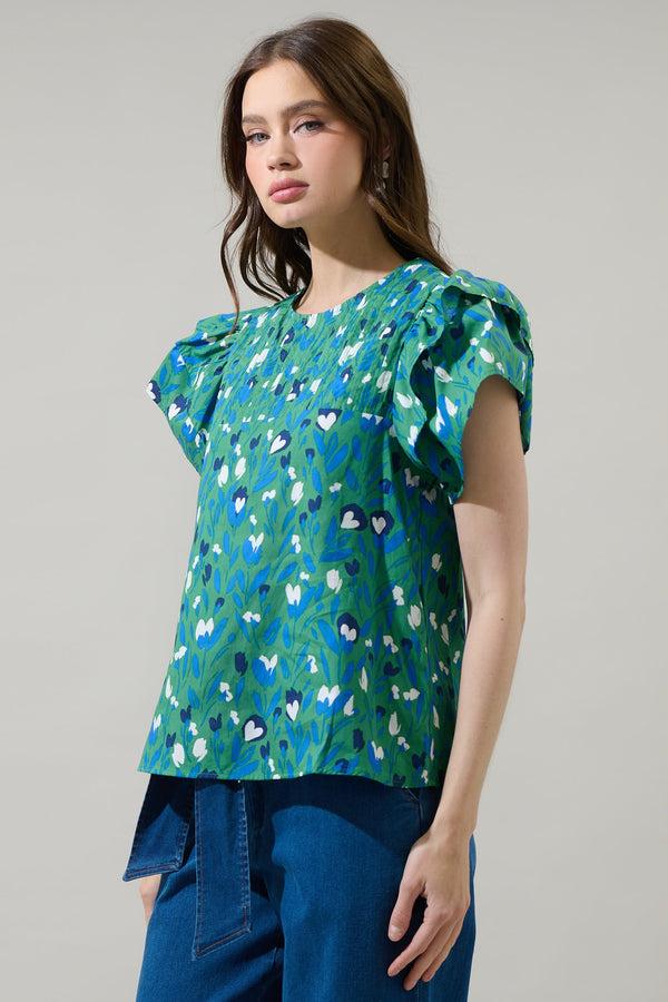 Sugarlips Laury Floral Star Ruffle Top