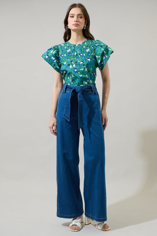 Sugarlips Laury Floral Star Ruffle Top