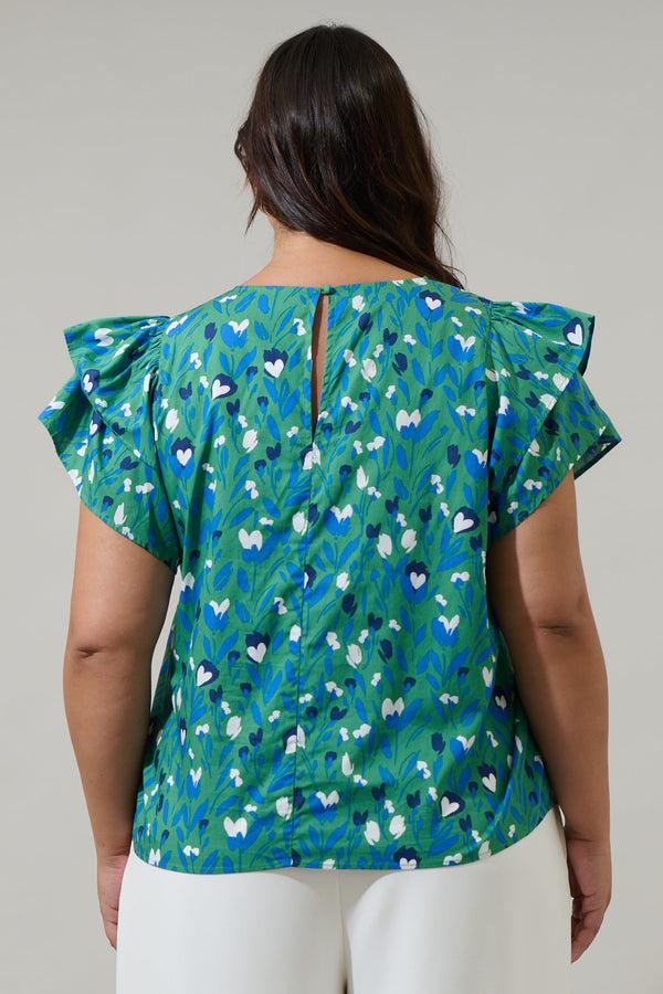 Sugarlips Laury Floral Star Ruffle Top Curve