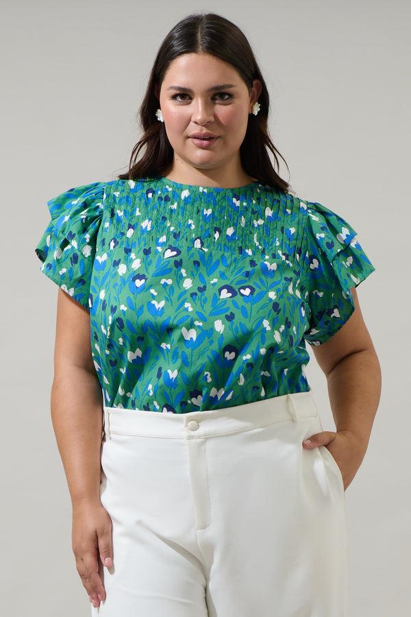 sugarlips Laury Floral Star Ruffle Top Curve
