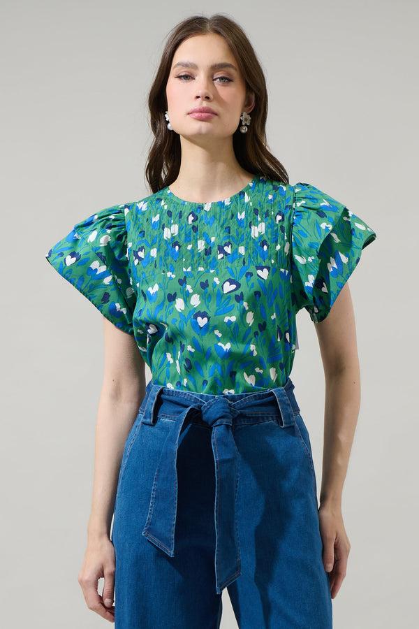 sugarlips Laury Floral Star Ruffle Top