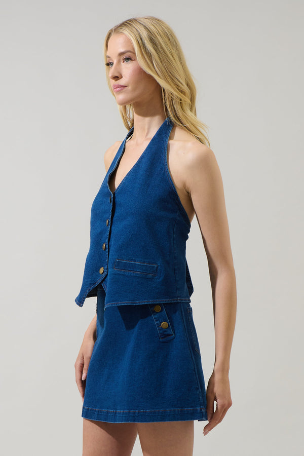 Sugarlips Lavinia Denim Halter Neck Top