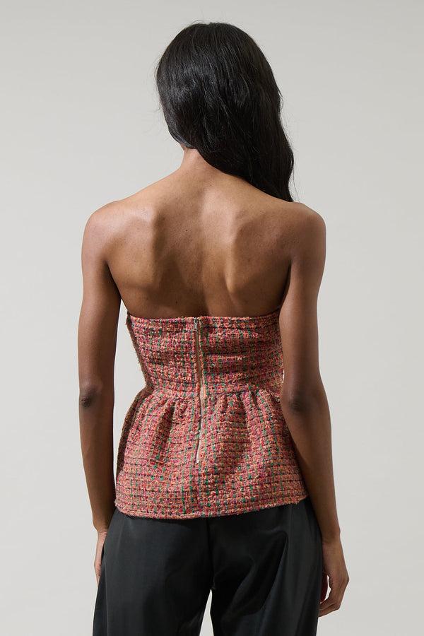 Sugarlips Lazara Tweed Bow Strapless Top