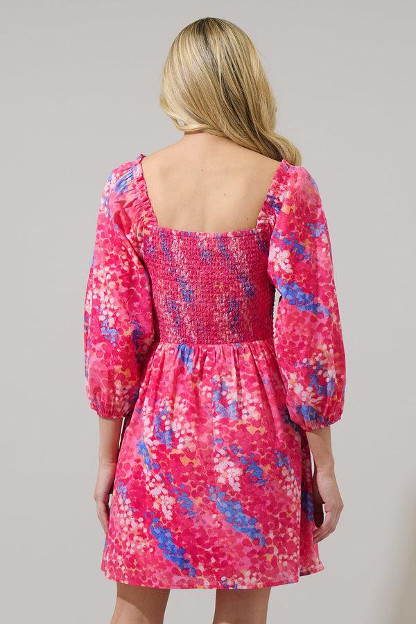 Sugarlips Leah Abstract Niko Smocked Mini Dress