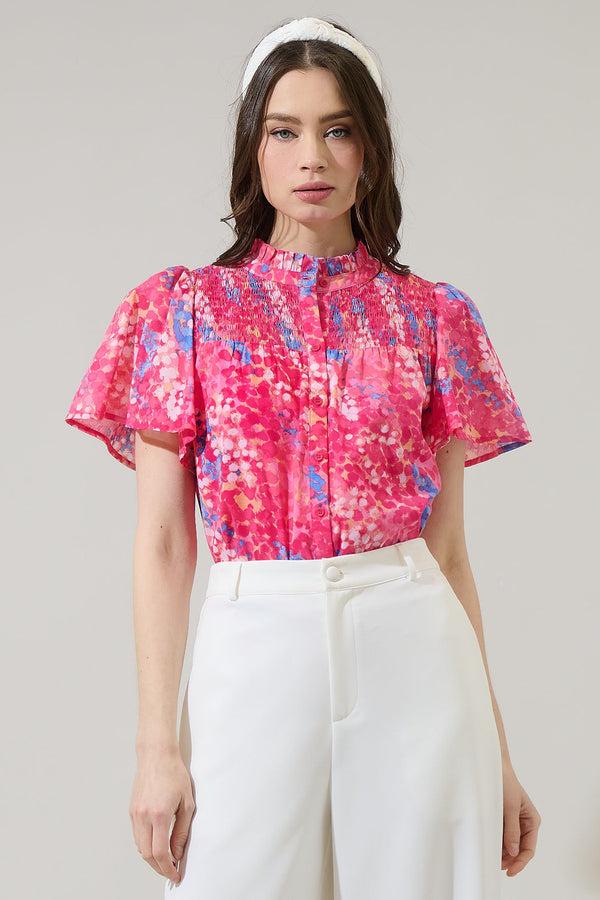 Sugarlips Leah Abstract Romy Mock Neck Top