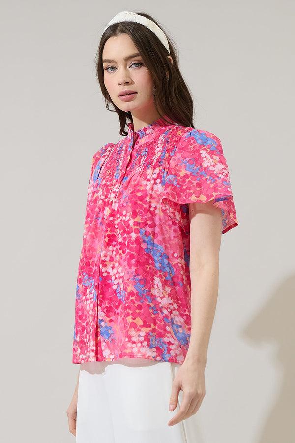 Sugarlips Leah Abstract Romy Mock Neck Top