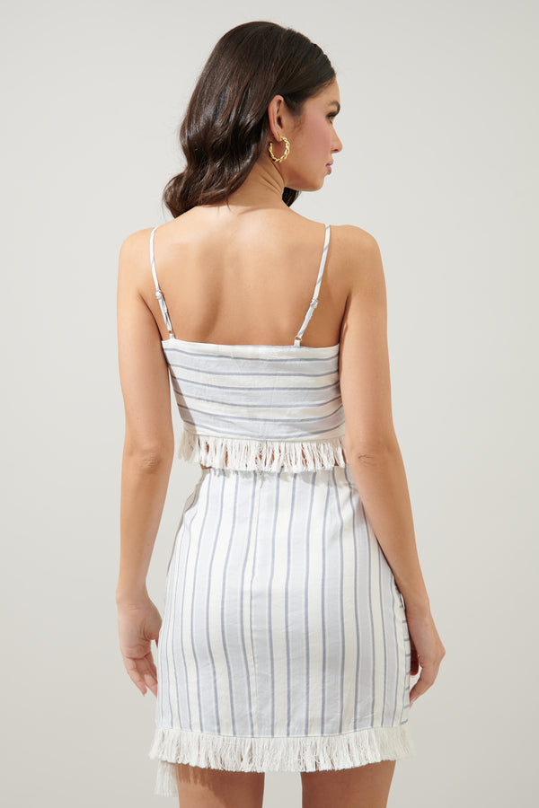 Sugarlips Leah Stripe Tassel Trim Crop Tank