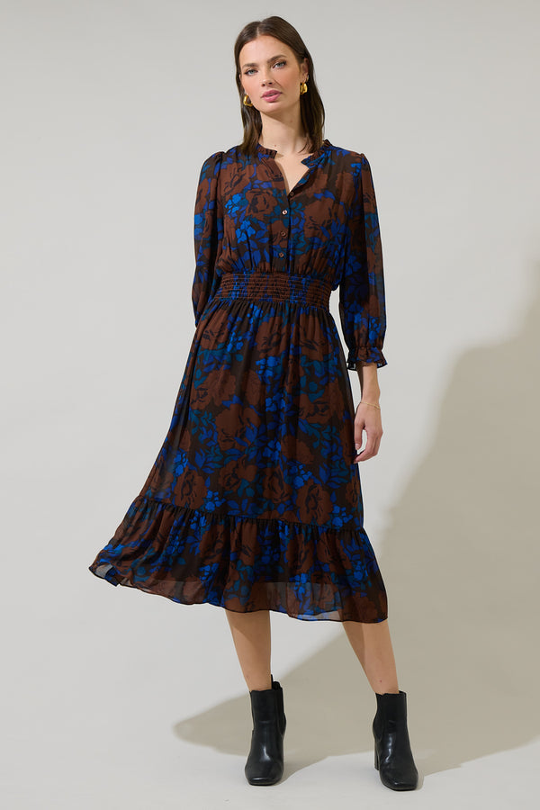 Sugarlips Lebanon Floral Irene Smocked Midi Dress