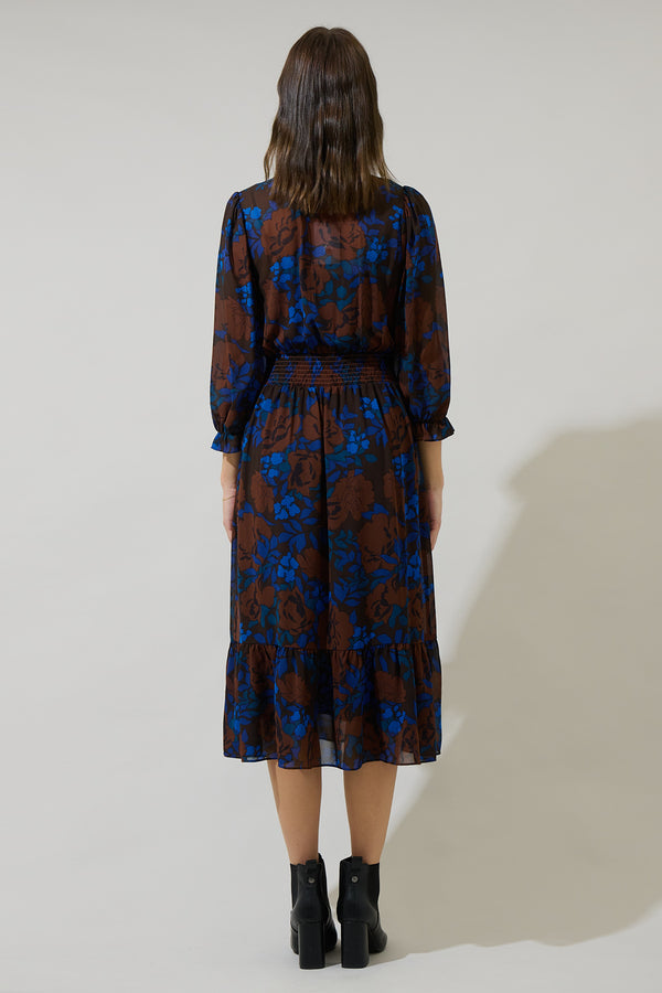 Sugarlips Lebanon Floral Irene Smocked Midi Dress