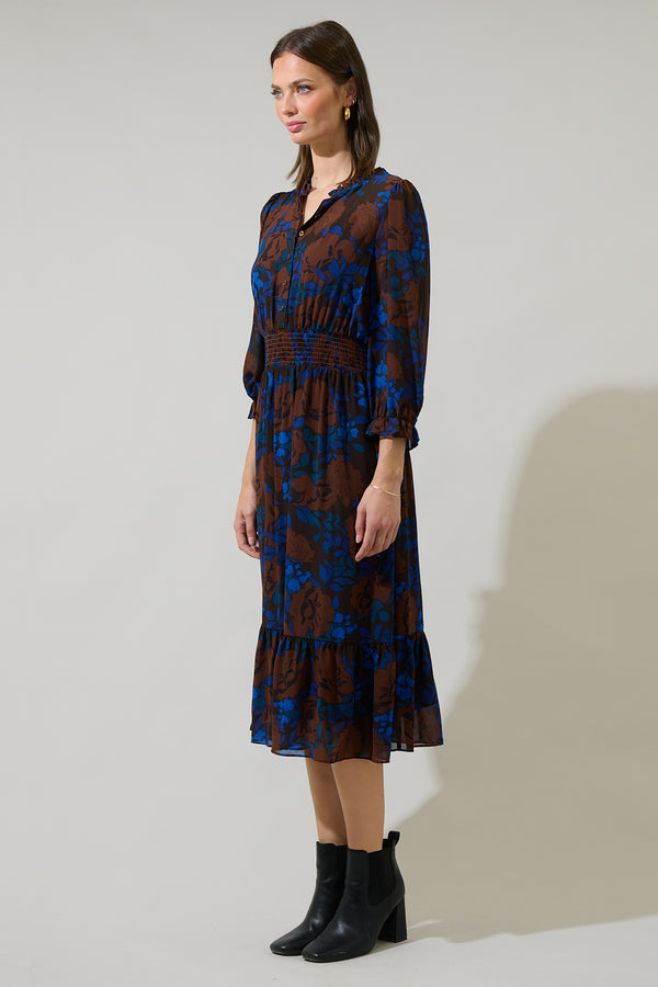 Sugarlips Lebanon Floral Irene Smocked Midi Dress