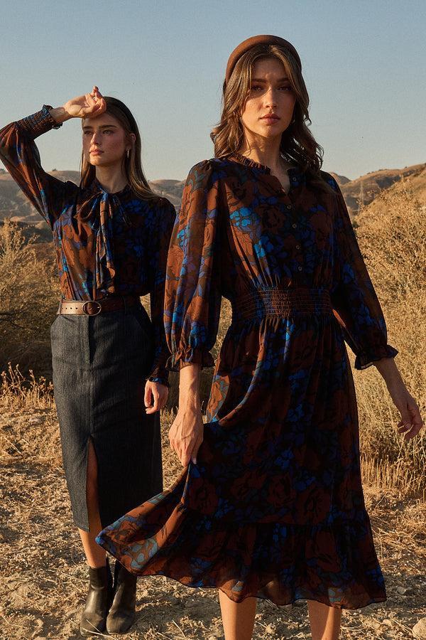 sugarlips Lebanon Floral Irene Smocked Midi Dress