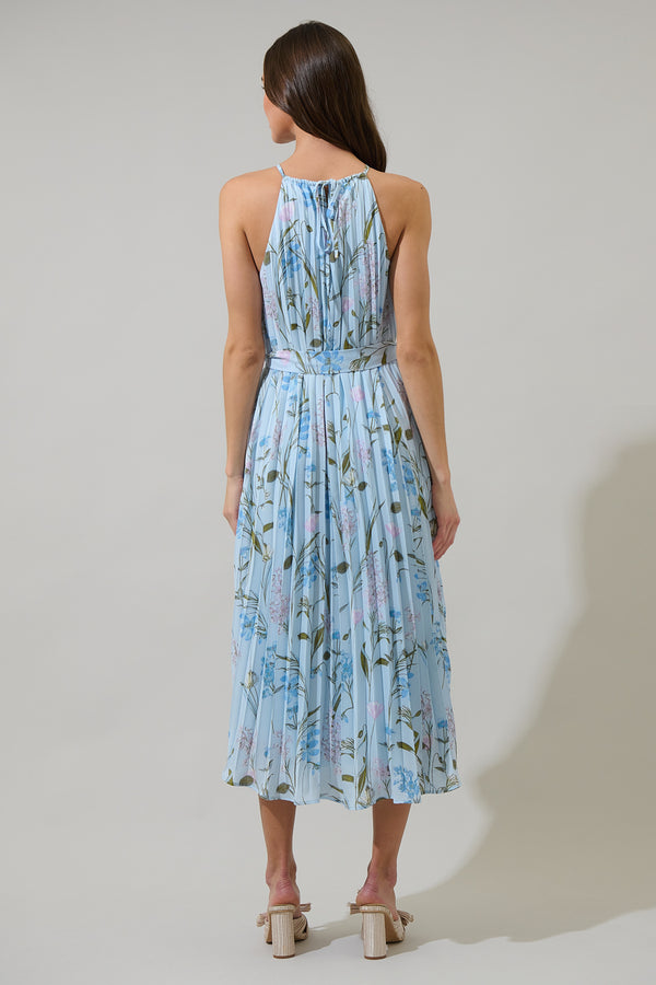 Sugarlips Leida Floral Maly Pleated Midi Dress
