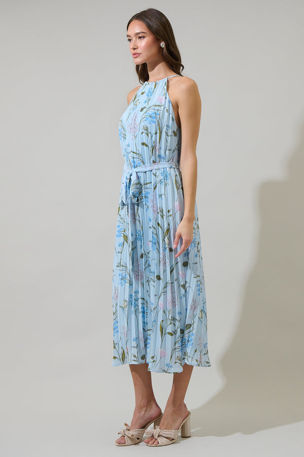 Sugarlips Leida Floral Maly Pleated Midi Dress