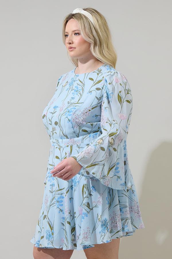 Sugarlips Leida Floral Yara Flare Mini Dress Curve