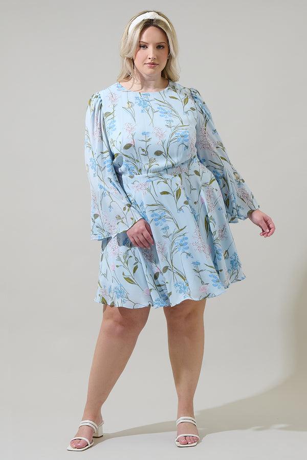 Sugarlips Leida Floral Yara Flare Mini Dress Curve