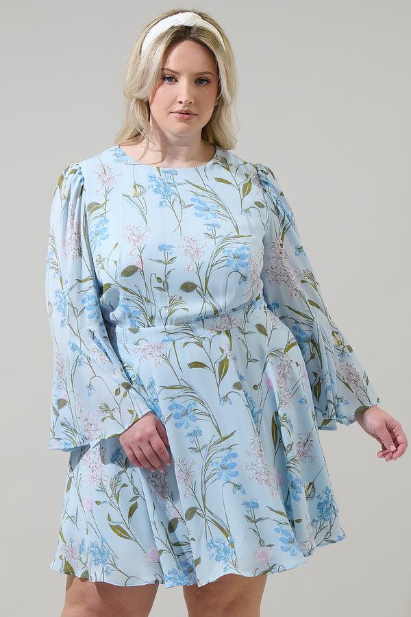 sugarlips Leida Floral Yara Flare Mini Dress Curve