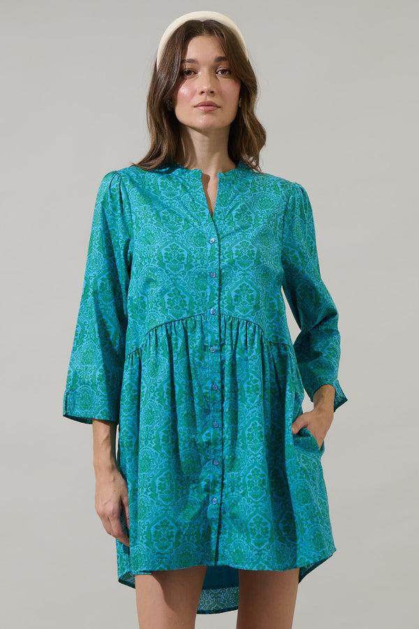 Sugarlips Leila Floral Brie Button Down Mini Dress