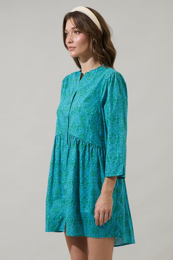 Sugarlips Leila Floral Brie Button Down Mini Dress
