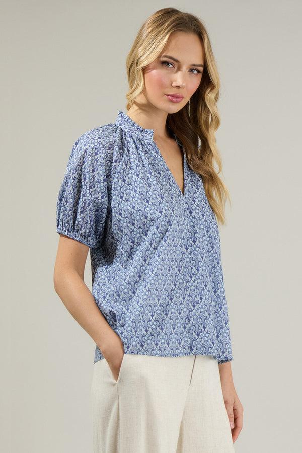 Sugarlips Lena Floral Split Neck Top