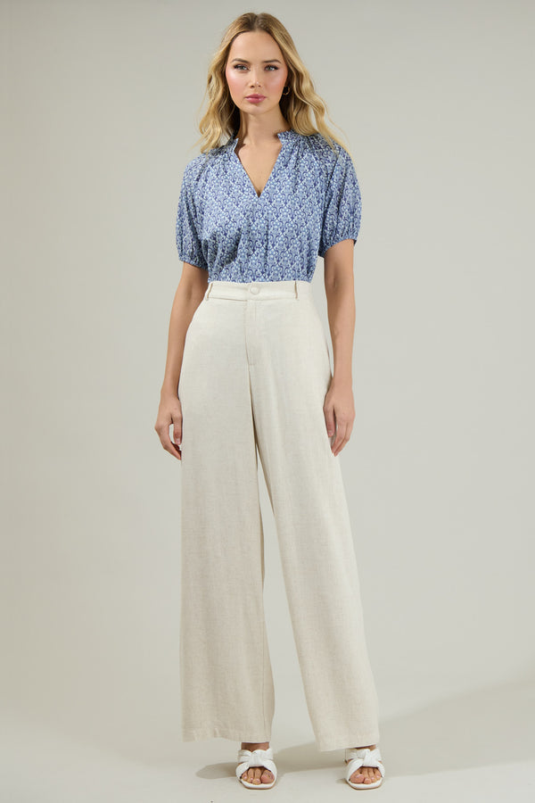 Sugarlips Lena Floral Split Neck Top