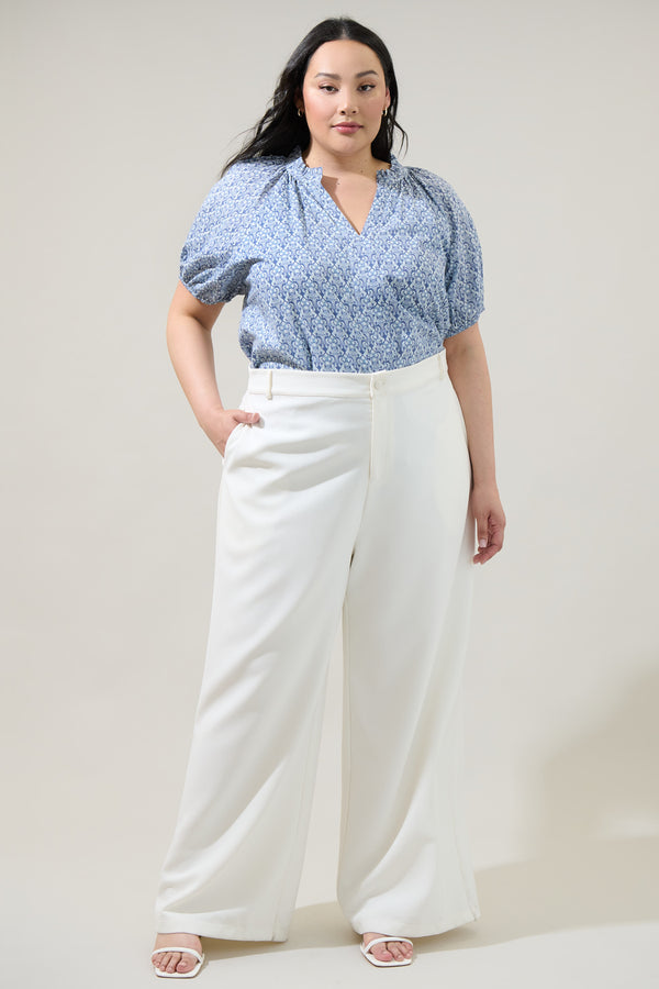 Sugarlips Lena Floral Split Neck Top Curve