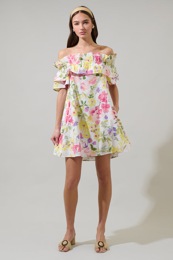 Sugarlips Leonie Floral Hattie Ruffle Mini Dress